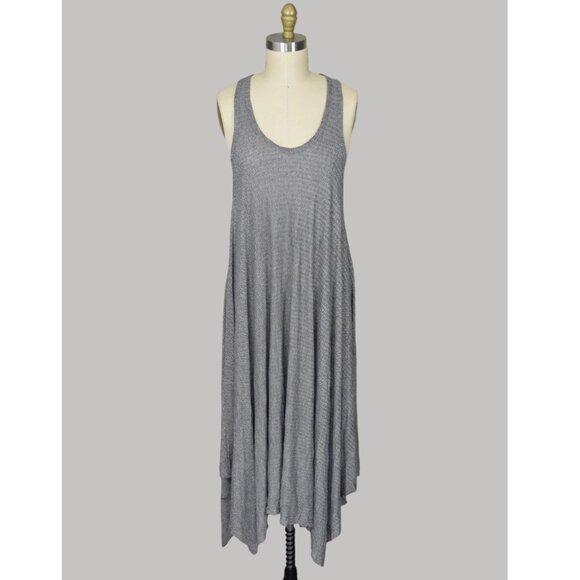 COMFY USA CRINKLE KYLA GRAY ZIPPER TANK MIDI DRESS - Picture 1 of 8